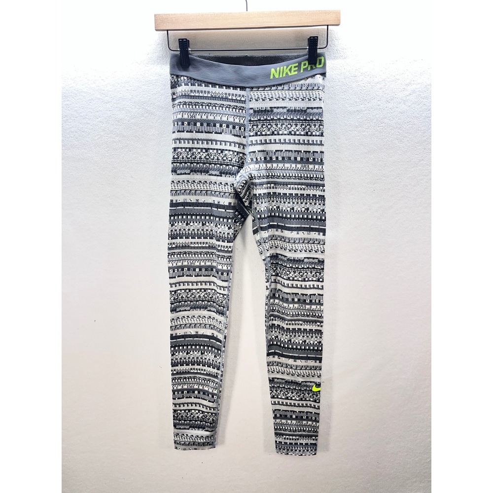 Nike Pro Geometric‎ Leggings Womens S Dri Fit Activewear Stretch 3136